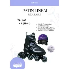 OKA - PATIN LINEAL REGULABLE NEGRO Y CELESTE L 38-41