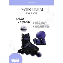 OKA - PATIN LINEAL REGULABLE NEGRO Y LILA S 30-33