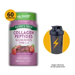 NATURE'S TRUTH - PEPTIDO DE COLAGENO SABOR FRESA 60 GOMITAS + SHAKER
