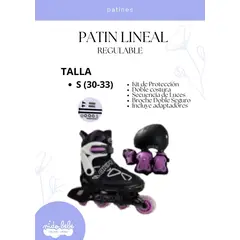OKA - PATIN LINEAL REGULABLE NEGRO Y FUCSIA S 30-33