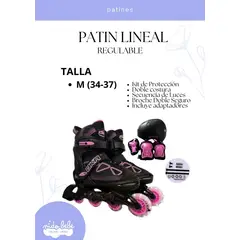 OKA - PATIN LINEAL REGULABLE NEGRO Y ROSADO M 34 - 37