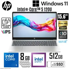 HP - Laptop 15-FD0254LA Intel Core 5 120U 8GB RAM 512GB SSD 15.6" FHD Win 11 Home - Dorado Cálido