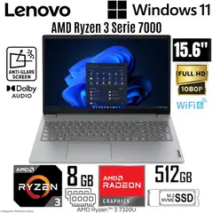 LENOVO - Laptop V15 G4 AMN AMD Ryzen 3 7320U 8GB RAM 512GB SSD 15.6" FHD Arctic Grey - 82YU017LLM