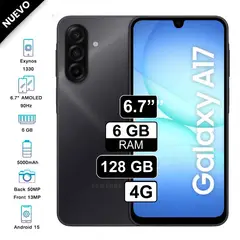 SAMSUNG - Celular Galaxy A17 6GB RAM 128GB Dual SIM Negro