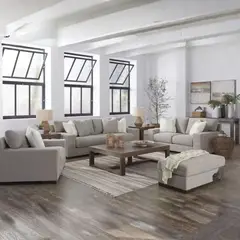 GENERICO - Juego de Sala Margot 3-2-1 con Banqueta en Tela Chenille Antifluido