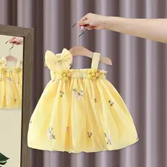 GENERICO - VESTIDO PARA NIÑA DE AÑO NUEVO - FIESTA NAVIDEÑA COLOR AMARILLO