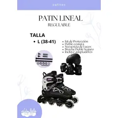 OKA - PATIN LINEAL REGULABLE NEGRO Y BLANCO L 38 - 41