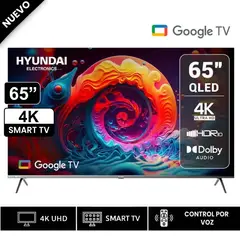 HYUNDAI - Televisor 65 HYLED6513QG GOOGLE TV UHD 4K QLED