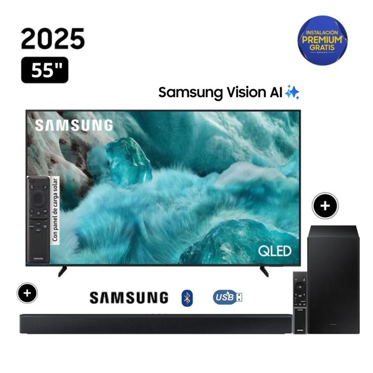 Televisor QLED 55 Visión AI Smart TV QN55Q7FAAGXPE + Soundbar HW-B450F