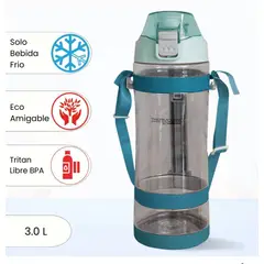 THERMOS - BOTELLA HIDRATANTE TRITAN CAMP 3 LT CELESTE DEPORTIVO U OFICINA