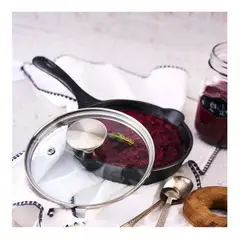 VICTORIA - SARTEN DE HIERRO FUNDIDO 16 CM DIAMETRO ESMALTADO CON TAPA DE VIDRIO