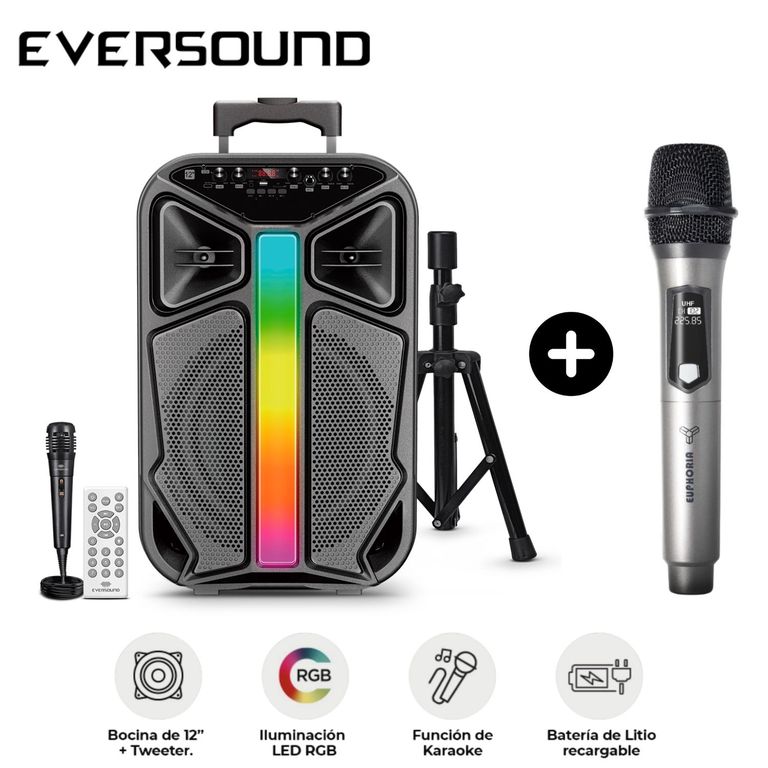 Combo Parlante + Trípode Lyrico EV 6000T + Micrófono Inalámbrico Euphoria