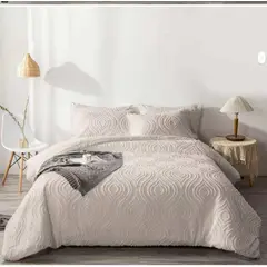 GENERICO - Edredón Alto Relieve + Juego de Sábanas 100% Algodón