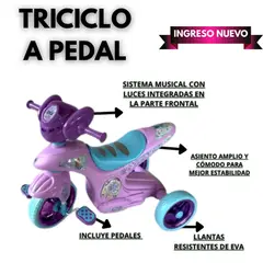 OKA - TRICICLO A PEDAL + OBSEQUIO CASCO DE ACRILICO - LILA