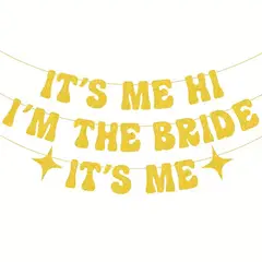 GENERICO - Cadeneta banderines dorado para despedida de soltera swiftie novia bride