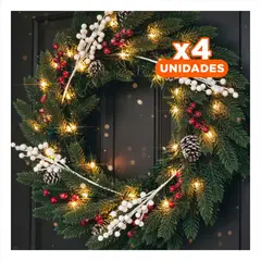 GENERICO - Pack4 Rama Blanca con Bolitas para Centros de Mesa Navidenos Y+Regalo Sticker