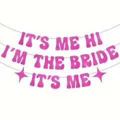 GENERICO - Cadeneta banderines fucsia para despedida de soltera swiftie novia bride