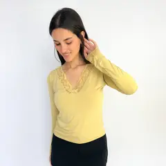 INTROSPECTIVA MODA - POLO MANGA LARGA CUELLO V MODELO ANTONIA
