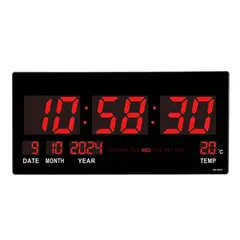 GENERICO - Reloj Digital LED Grande de Pared 46 cm con Hora 12/24h, Fecha, Día, Temperatura y Brillo Automático