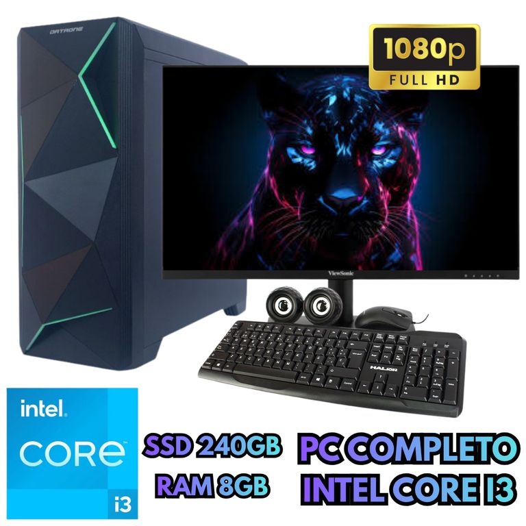 PC DE ESCRITORIO I3 SSD 240GB RAM 8GB MONITOR FHD 24
