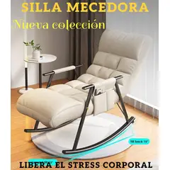 GENERICO - SILLÓN MECEDORA SOFÁ RECLINABLE SILLA DE TERRAZA PREMIUM BEIGE