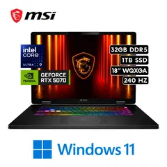 MSI - LAPTOP CROSSHAIR 18HX AI INTEL ULTRA 9 275HX 32GB RAM 1TB SSD 18” QHD RTX 5070 8GB WIN11