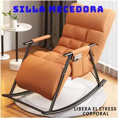 GENERICO - SILLA MECEDORA SILLÓN SOFÁ RECLINABLE TERRAZA PREMIUM NARANJA
