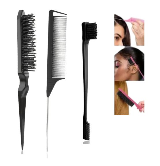 KIT PEINE CEPILLO PULIDOR PARA CABELLO CLEAN LOOK NEGRO