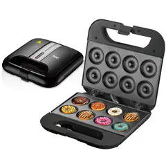 GENERICO - Máquina de donas Raf 595 para 8 donas mini color negro