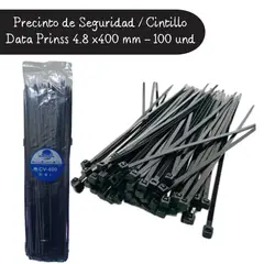 GENERICO - Precinto de Seguridad Data Prinss 400mm x 4 - 8mm / Negro