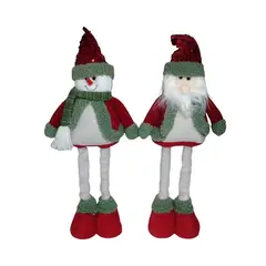 GENERICO - Dúo Muñecos Patilargas Grandes con Luces y Música Navideña 60 Cm