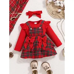 GENERICO - VESTIDO PARA BEBE DE NAVIDAD- 2 PIEZAS