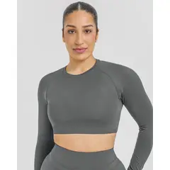 GENERICO - TOP DEPORTIVO MANGA LARGA MUJER CROP DEPORTIVO MANGA LARGA DE LYCRA