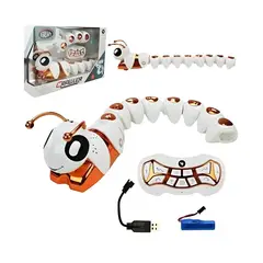GENERICO - Oruga Robot Musical con Sensor de Movimiento Luces LED y Control Remoto - Naranja
