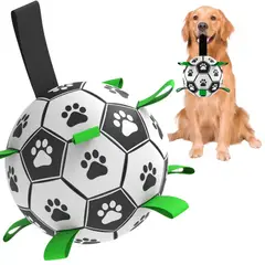 IMPORTADO MC - Pelota Soccer Interactiva Para Perros Grandes Con Tiras d18cm