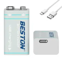 BESTON - Bateria de Litio Pila 9V Recargable USB Tipo C