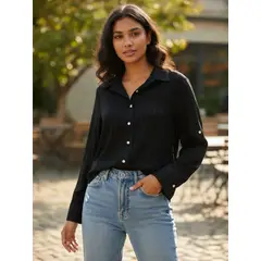 GENERICO - Blusa manga larga algodón labrado dama