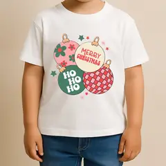 GENERICO - POLO CUELLO REDONDO ALGODÓN NIÑOS UNISEX - ESFERAS NAVIDAD