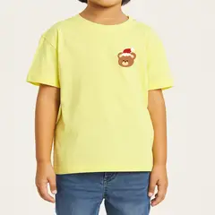 GENERICO - POLO CUELLO REDONDO ALGODÓN NIÑOS UNISEX - OSO NAVIDAD