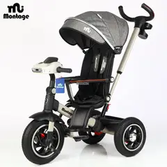 BABY - Triciclo 360° Giratorio Musical -MONTAGE PREMIUM- Gris