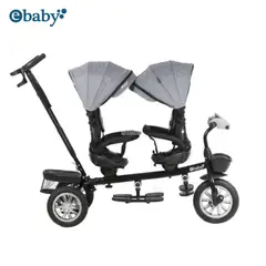 EBABY - Triciclo Mellicero Doble Asiento Giro 360° -DUO RACE- Gris