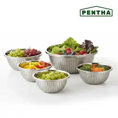 PENTHA - Set de Cestas Escurridoras de Acero Inoxidable x5