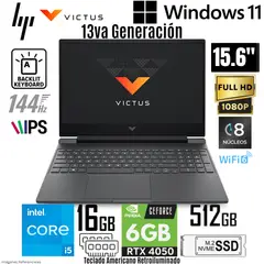 HP - Laptop Victus Gaming 15-FA2082 Intel Core i5-13420H 16GB RAM 512GB SSD RTX 4050-6GB 15.6" FHD