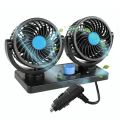 GENERICO - Ventilador Doble para Auto 12V con 2 Velocidades y Base Adhesiva