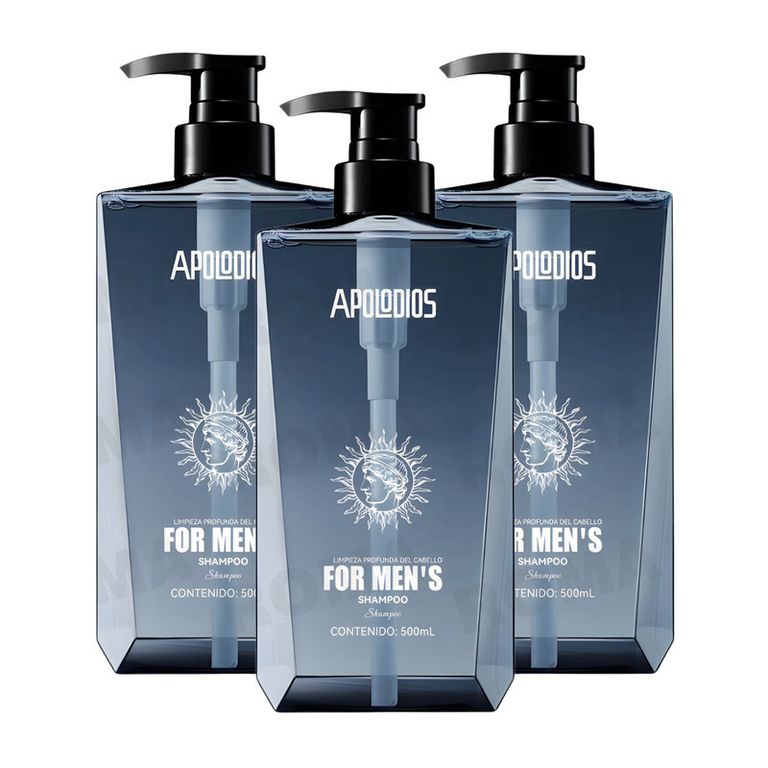 PACK 3 SHAMPOO FOR MEN 500ML APOLODIOS