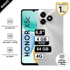 HONOR - Celular X5C 6.8 pulg 4GB RAM 64GB 50MP Gris