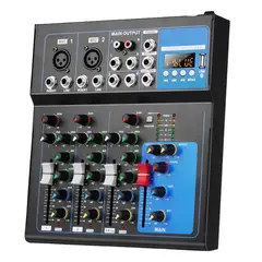 GENERICO - Mezclador de Audio Consola de Sonido de 4 Canales con Bluetooth y Alimentación Phantom 48V