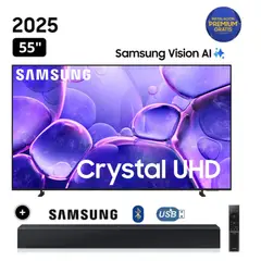 SAMSUNG - Televisor Smart TV 55 Crystal UHD 4K UN55U8000FGXPE + Soundbar HW-B400F