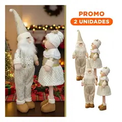 GENERICO - Pack2 Juego 2 Patilarga Mamá de Trineo de Navidad 70cm Dorado Blanco