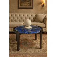 NOEL - Mesa de Centro Redonda de Mármol Zafiro Night 60cm Deco